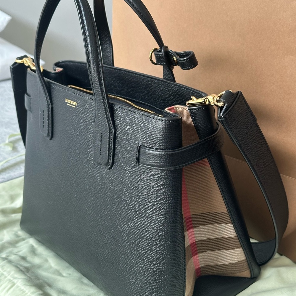 Burberry Black Leather Tote Bag